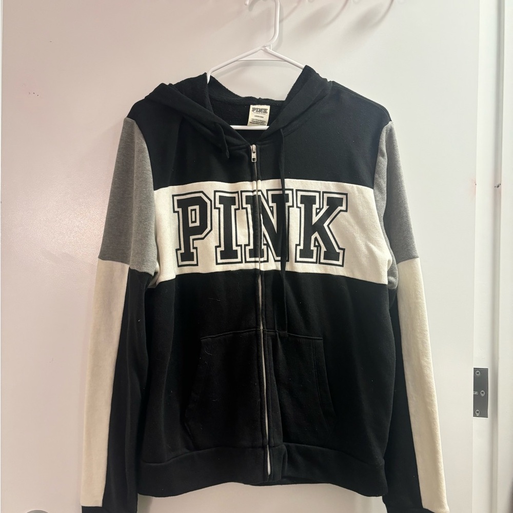 PINK Victoria's Secret Black and Gray Colorblock Sweater